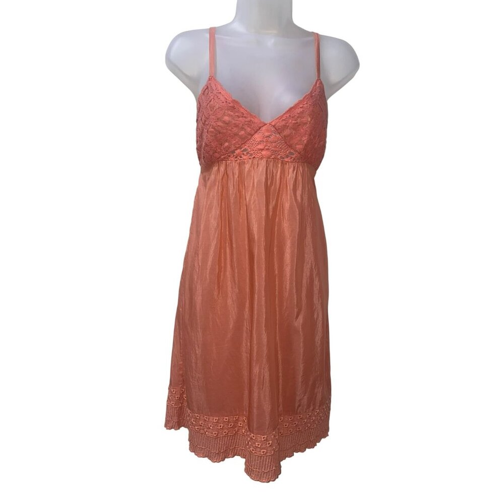 Trinity Coral Lace & Satin Sleeveless Midi Dress S